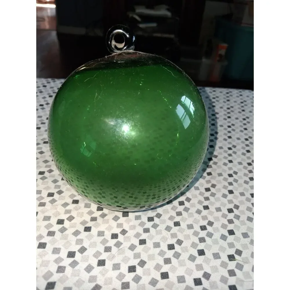 Green Blown Glass Orb Art
